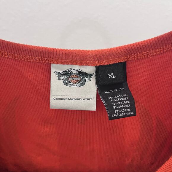 Vintage Harley-Davidson Women's XL Orange Bejeweled Wing Logo Y2K Graphic Tee - Picture 5 of 5